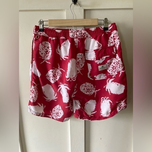 QUICKSILVER Waterman red pineapple swim trunks board shorts Medium lined - Picture 3 of 9